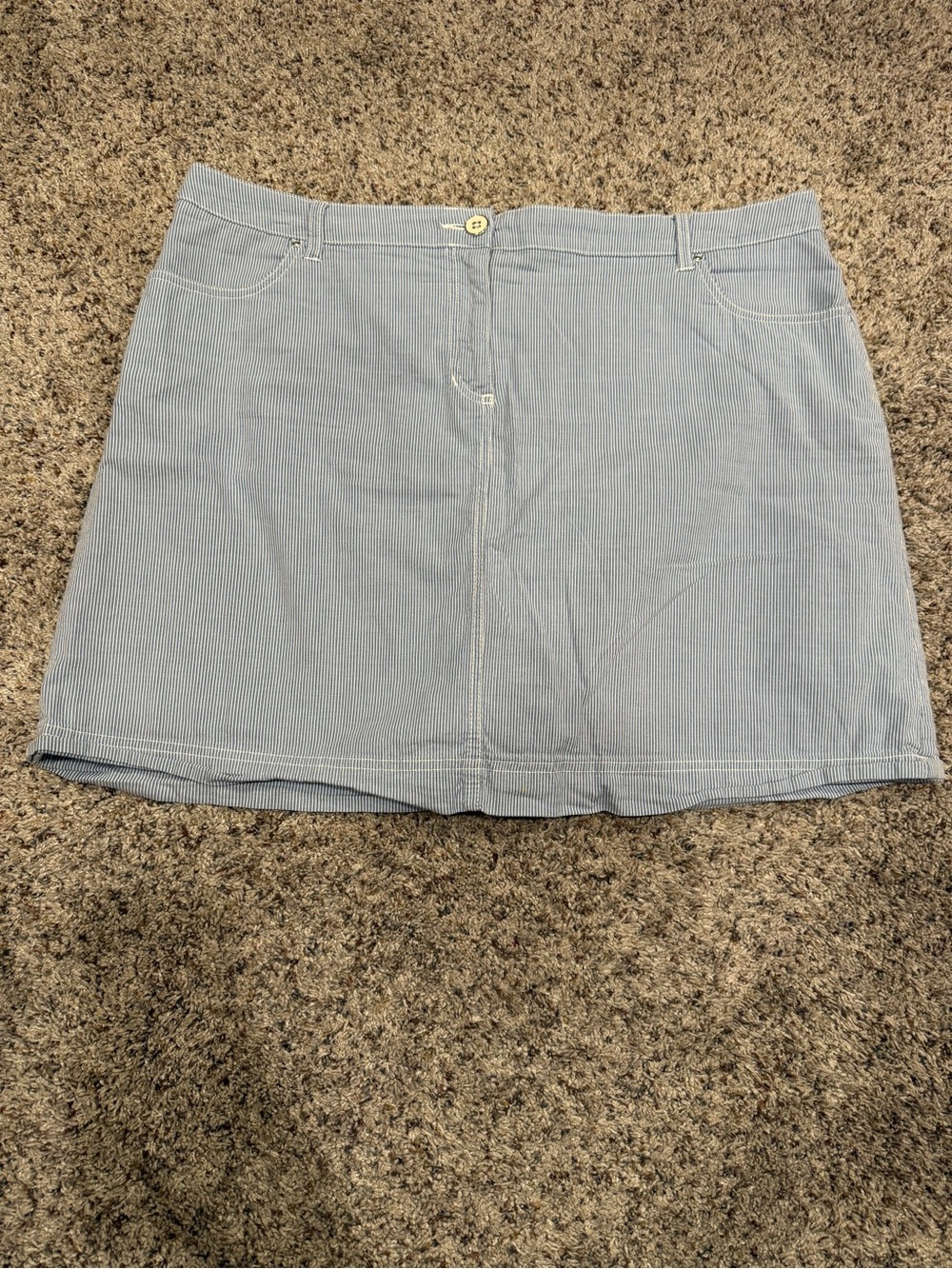 Karen Scott Blue Pinstripe A-Line Mini Skort